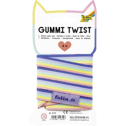 folia 33178 - Gummi-Twist, ca. 4 m, Gummiband in Regenbogenfarben, inkl. Anleitung, Hüpfgummi Spiel für Kinder ab 3 Jahren folia 33178 - Gummi-Twist, ca. 4 m, Gummiband in Regenbogenfarben, inkl. Anleitung, Hüpfgummi Spiel für Kinder ab 3 Jahren von folia
