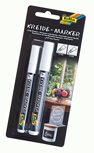 folia 390200 - Kreidemarker 2er Set weiß, Spitze 1 - 2 mm und 2 - 5 mm von folia