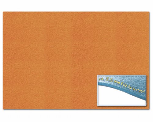 folia 510340 - Bastelfilz 3,5 mm, ca. 30 x 45 cm, 1 Bogen, orange, formstabil, klebefleckenfrei - ideal für vielfältige Bastelarbeiten von folia