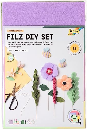 folia 51049 - Filz DIY Kit 'Felt like Spring', 18-teilig von folia