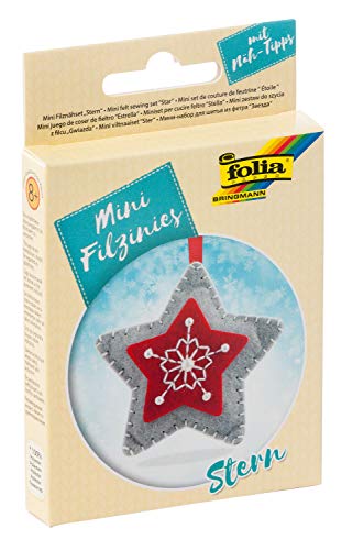 folia 52913 - Filz Nähset für Kinder-Mini Filzinie, Anhänger Stern, 9 teilig - Filznähset zur Herstellung eines selbstgenähten Anhängers von folia