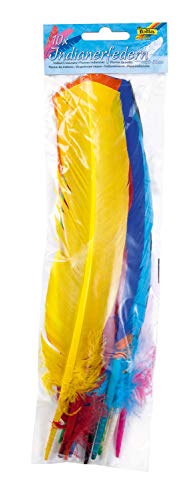 folia 55129 - Indianerfedern, bunt gefärbt, in 10 Farben sortiert, Länge je ca. 30 - 35 cm, 10 Stück, zum Basteln und Gestalten von Masken, Kostümen, Traumfängern uvm. folia 55129 - Indianerfedern, bunt gefärbt, in 10 Farben sortiert, Länge je ca. 30 - 35 cm, 10 Stück, zum Basteln und Gestalten von Masken, Kostümen, Traumfängern uvm. von folia