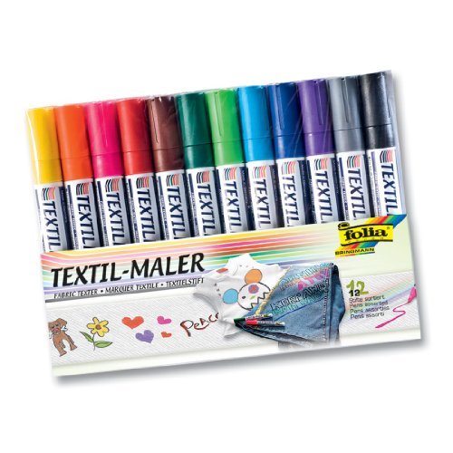 folia 581 Textilmaler, 12 Farben, Mehrfarbig, 12-teilig (1 Set) von folia