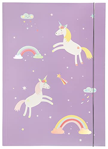 folia 69013 - Sammelmappe A3 Hot Foil Magic Unicorns, aus stabilem Karton mit Gummiband von folia