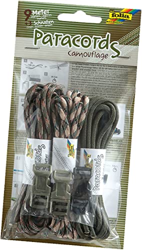 folia 83302 - Paracord Set Camouflage, 3 Schnüre à 3 m und 3 Verschlüsse - ideal zur Erstellung von Armbändern von folia