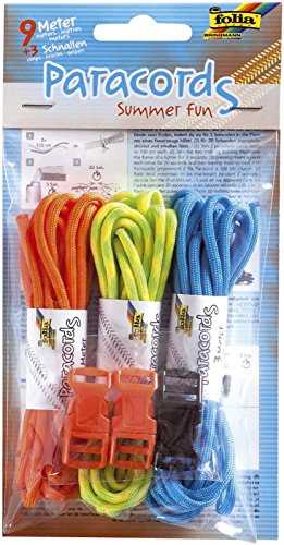 folia 83304 - Paracord Set Summer Fun, 3 Schnüre à 3 m und 3 Verschlüsse - ideal zur Erstellung von Armbändern von folia