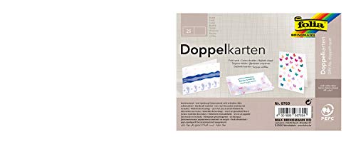 folia 8760 - Briefkarten DIN A6, weiß, doppelt quer 25 Stück - Doppelkarten zum kreativen Gestalten von Einladungen, Glückwunschkarten von folia