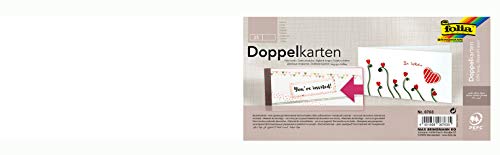 folia 8763 - Briefkarten DIN lang, weiß, doppelt quer 25 Stück - Doppelkarten zum kreativen Gestalten von Einladungen, Glückwunschkarten von folia