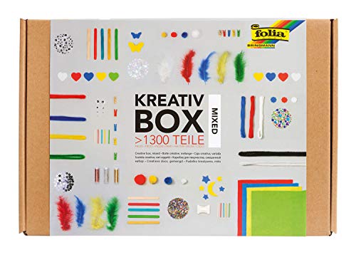 folia 935 - Kreativ Box, Bastelkiste mit buntem Materialmix zum Basteln und Dekorieren, über 1300 Teile von folia