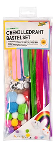 folia 93501 - Chenilledraht Bastelset "Rainbow" für Kinder und Erwachsene, wiederverschließbares Täschchen mit vielen Utensilien zum Gestalten kleiner Chenille-Figuren folia 93501 - Chenilledraht Bastelset "Rainbow" für Kinder und Erwachsene, wiederverschließbares Täschchen mit vielen Utensilien zum Gestalten kleiner Chenille-Figuren von folia