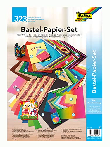 folia 940 - Bastelpapier - Set Ganzjahr, 323 Teile - Kreativset für Kinder und Erwachsene mit verschiedenen Bastelmaterialien von folia