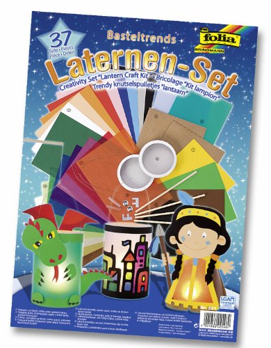 folia 951 - Laternen Bastel-Set, 37 Teile - Kreativset für Kinder und Erwachsene mit unterschiedlichen Materialien zum Basteln von Laternen von folia