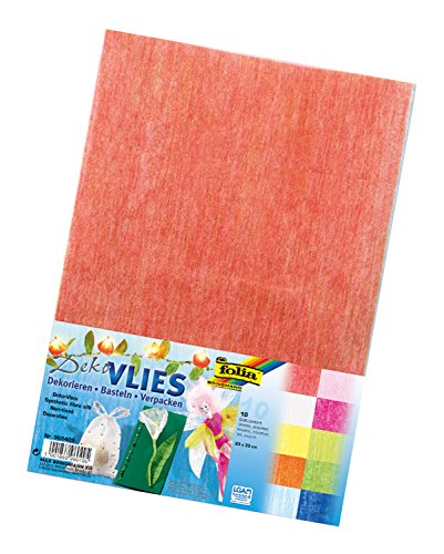 folia 960409 - Deko Vlies, ca. 23 x 33 cm, 10 Blatt sortiert in 10 verschiedenen Farben - ideal zum Dekorieren, Basteln und Verpacken von folia