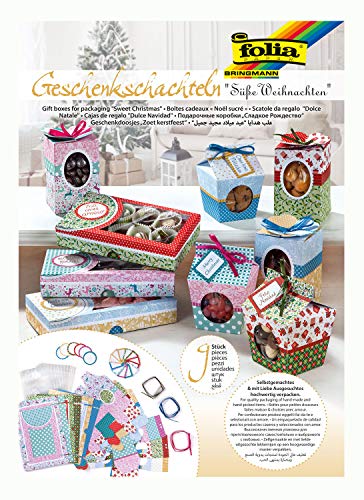 folia 966 - Geschenkschachteln, Süße Weihnachten, 9 Schachteln zum selber Basteln, ideal für selbstgemachte Naschereien und Backwaren von folia