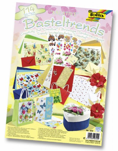 folia 942 - Basteltrends "Kreativ", 114 Teile - Kreativset für Kinder und Erwachsene mit verschiedenen Trendmaterialien von folia