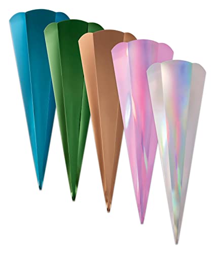 folia - Schultüten-Rohlinge, 5er-Set, metallic - Aufbewahren von Geschenken von folia