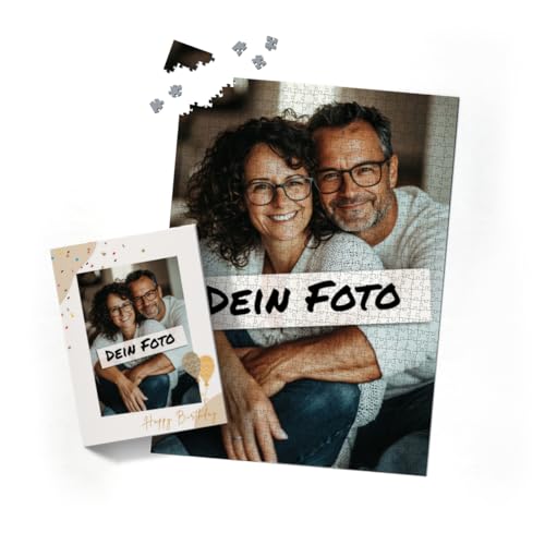 Fotopuzzle mit eigenem Bild - Fotopuzzle selbst gestalten 1000 Teile Hochformat - Schachtel Happy Birthday - 1000 Teile Puzzle mit Foto - Geschenk Geburtstag Geburtstag 1000 Teile Hoch von fotobar