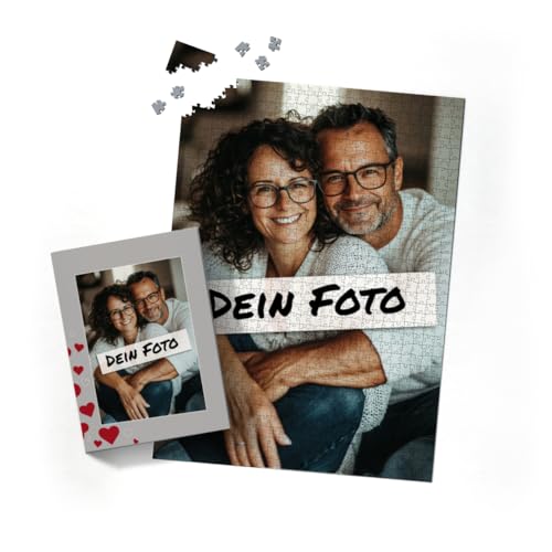 Fotopuzzle mit eigenem Bild - Fotopuzzle selbst gestalten 1000 Teile Hochformat - Schachtel Herzen - 1000 Teile Puzzle mit Foto - Geschenk Geburtstag Valentinstag Herzen 1000 Teile Hoch von fotobar