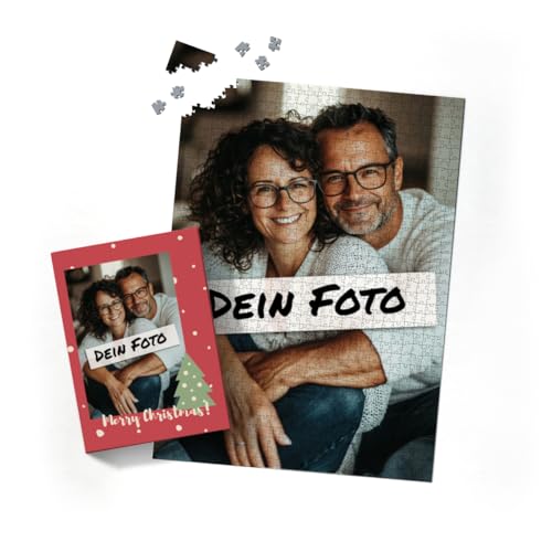 Fotopuzzle mit eigenem Bild - Fotopuzzle selbst gestalten 1000 Teile Hochformat - Schachtel Merry Christmas - 1000 Teile Puzzle mit Foto - Geschenk Weihnachten MerryChristmas 1000 Teile Hoch von fotobar