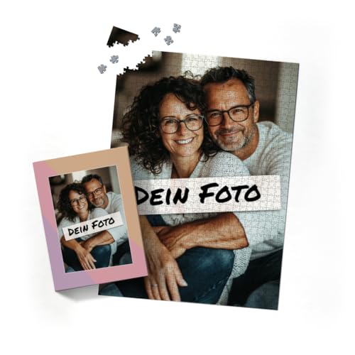 Fotopuzzle mit eigenem Bild - Fotopuzzle selbst gestalten 1000 Teile Hochformat - Schachtel Pastellfarben - 1000 Teile Puzzle mit Foto - Geschenk Geburtstag Pastell 1000 Teile Hoch von fotobar