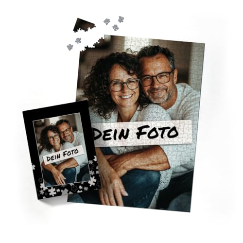 Fotopuzzle mit eigenem Bild - Fotopuzzle selbst gestalten 1000 Teile Hochformat - Schachtel Puzzleteile schwarz - 1000 Teile Puzzle mit Foto - Geschenk Geburtstag Puzzleteile 2 1000 Teile Hoch von fotobar