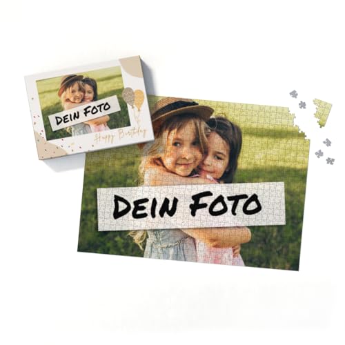 Fotopuzzle mit eigenem Bild - Fotopuzzle selbst gestalten 1000 Teile - Schachtel Happy Birthday - 1000 Teile Puzzle mit Foto - Geschenk Geburtstag Geburtstag 1000 Teile Quer von fotobar