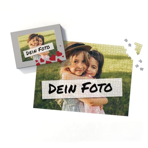 Fotopuzzle mit eigenem Bild - Fotopuzzle selbst gestalten 1000 Teile - Schachtel Herzen - 1000 Teile Puzzle mit Foto - Geschenk Geburtstag Valentinstag Herzen 1000 Teile Quer von fotobar