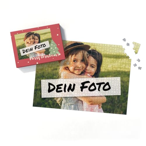 Fotopuzzle mit eigenem Bild - Fotopuzzle selbst gestalten 1000 Teile - Schachtel Merry Christmas - 1000 Teile Puzzle mit Foto - Geschenk Weihnachten MerryChristmas 1000 Teile Quer von fotobar