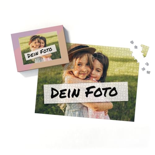 Fotopuzzle mit eigenem Bild - Fotopuzzle selbst gestalten 1000 Teile - Schachtel Pastellfarben - 1000 Teile Puzzle mit Foto - Geschenk Geburtstag Pastell 1000 Teile Quer von fotobar