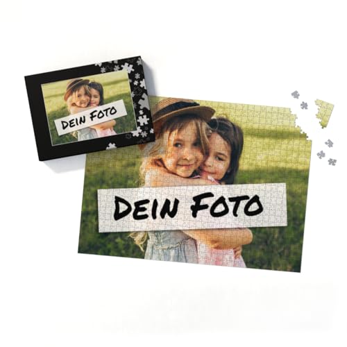 Fotopuzzle mit eigenem Bild - Fotopuzzle selbst gestalten 1000 Teile - Schachtel Puzzleteile schwarz - 1000 Teile Puzzle mit Foto - Geschenk Geburtstag Puzzleteile 2 1000 Teile Quer von fotobar