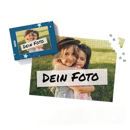 Fotopuzzle mit eigenem Bild - Fotopuzzle selbst gestalten 1000 Teile - Schachtel Sterne - 1000 Teile Puzzle mit Foto - Geschenk Weihnachten Sterne 1000 Teile Quer von fotobar