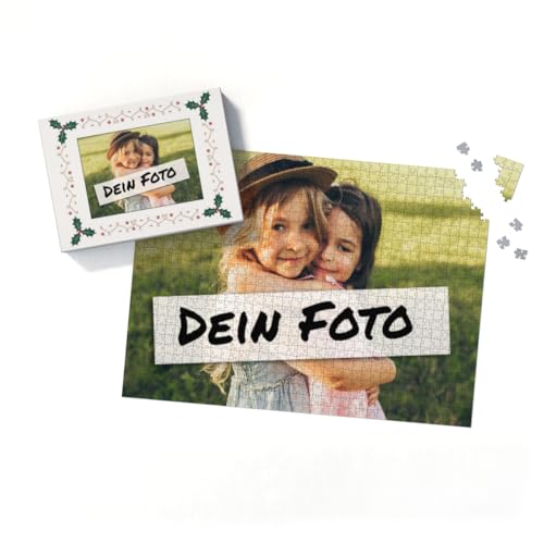 Fotopuzzle mit eigenem Bild - Fotopuzzle selbst gestalten 1000 Teile - Schachtel Weihnachtsbordüre - 1000 Teile Puzzle mit Foto - Geschenk Weihnachten Xmas2 1000 Teile Quer von fotobar