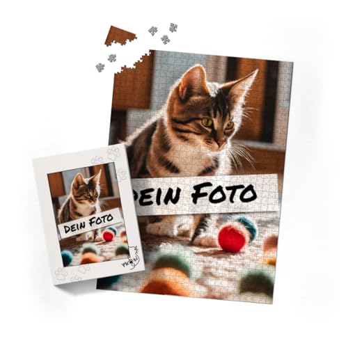 Fotopuzzle mit eigenem Bild - Fotopuzzle selbst gestalten 2000 Teile Hochformat - Schachtel Meow - 2000 Teile Puzzle mit Foto - Geschenk Katzenliebhaber Meow 2000 Teile Hoch von fotobar