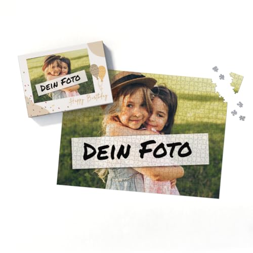 Fotopuzzle mit eigenem Bild - Fotopuzzle selbst gestalten 2000 Teile - Schachtel Happy Birthday - 2000 Teile Puzzle mit Foto - Geschenk Geburtstag Geburtstag 2000 Teile Quer von fotobar