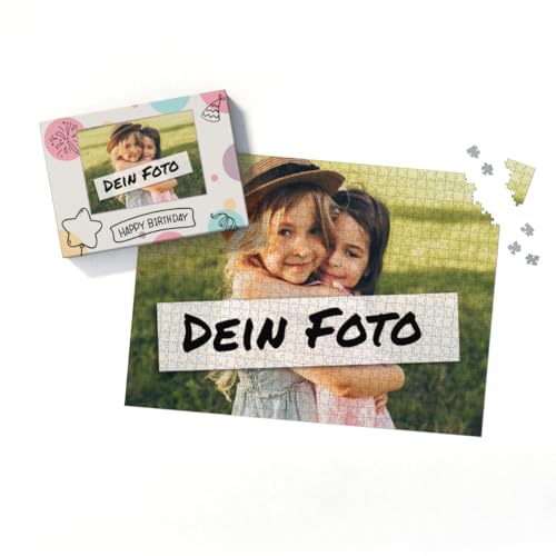 Fotopuzzle mit eigenem Bild - Fotopuzzle selbst gestalten 2000 Teile - Schachtel Happy Birthday - Puzzle mit Foto personalisiert - Geschenk Geburtstag Happy Birthday 2000 Teile Quer von fotobar