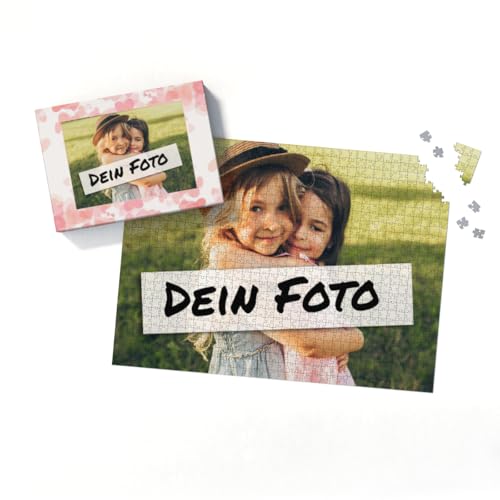 Fotopuzzle mit eigenem Bild - Fotopuzzle selbst gestalten 2000 Teile - Schachtel Herzen rosa - Puzzle mit Foto personalisiert - Geschenk Valentin Herzen rosa 2000 Teile Quer von fotobar