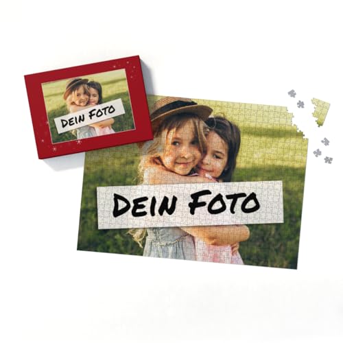 Fotopuzzle mit eigenem Bild - Fotopuzzle selbst gestalten 2000 Teile - Schachtel Sternchen rot - 2000 Teile Puzzle mit Foto - Geschenk Weihnachten Sternchen rot 2000 Teile Quer von fotobar