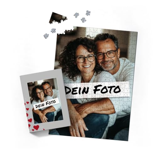 Fotopuzzle mit eigenem Bild - Fotopuzzle selbst gestalten 500 Teile Hochformat - Schachtel Herzen - 500 Teile Puzzle mit Foto - Geschenk Geburtstag Valentinstag Herzen 500 Teile Hoch von fotobar