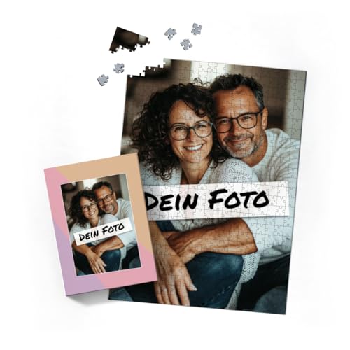 Fotopuzzle mit eigenem Bild - Fotopuzzle selbst gestalten 500 Teile Hochformat - Schachtel Pastellfarben - 500 Teile Puzzle mit Foto - Geschenk Geburtstag Pastell 500 Teile Hoch von fotobar