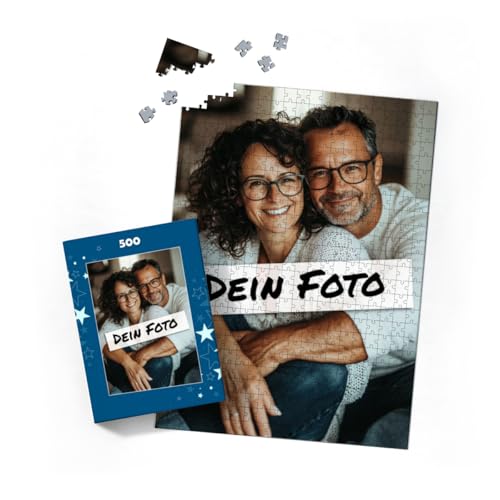 Fotopuzzle mit eigenem Bild - Fotopuzzle selbst gestalten 500 Teile Hochformat - Schachtel Sterne - 500 Teile Puzzle mit Foto - Geschenk Weihnachten Sterne 500 Teile Hoch von fotobar