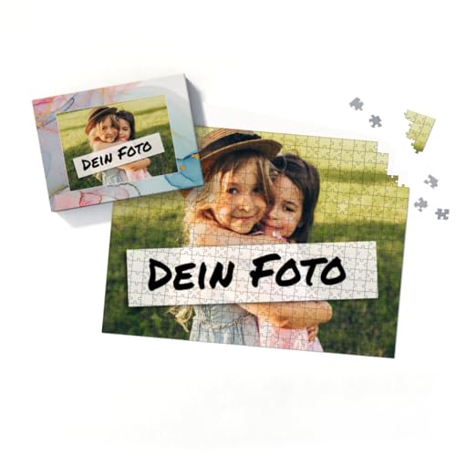 Fotopuzzle mit eigenem Bild - Fotopuzzle selbst gestalten 500 Teile - Schachtel Farbverlauf - Puzzle mit Foto personalisiert - Geschenk Valentin Farbverlauf 500 Teile Quer von fotobar