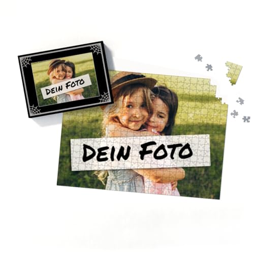 Fotopuzzle mit eigenem Bild - Fotopuzzle selbst gestalten 500 Teile - Schachtel Halloween - 500 Teile Puzzle mit Foto - Geschenk Geburtstag Halloween Halloween 500 Teile Quer von fotobar