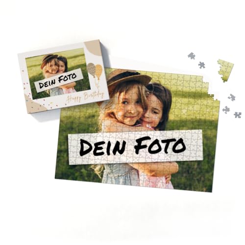 Fotopuzzle mit eigenem Bild - Fotopuzzle selbst gestalten 500 Teile - Schachtel Happy Birthday - 500 Teile Puzzle mit Foto - Geschenk Geburtstag Geburtstag 500 Teile Quer von fotobar