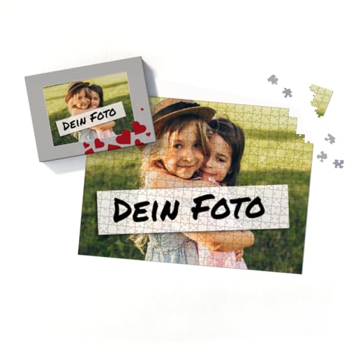 Fotopuzzle mit eigenem Bild - Fotopuzzle selbst gestalten 500 Teile - Schachtel Herzen - 500 Teile Puzzle mit Foto - Geschenk Geburtstag Valentinstag Herzen 500 Teile Quer von fotobar