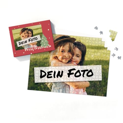 Fotopuzzle mit eigenem Bild - Fotopuzzle selbst gestalten 500 Teile - Schachtel Merry Christmas - 500 Teile Puzzle mit Foto - Geschenk Weihnachten MerryChristmas 500 Teile Quer von fotobar