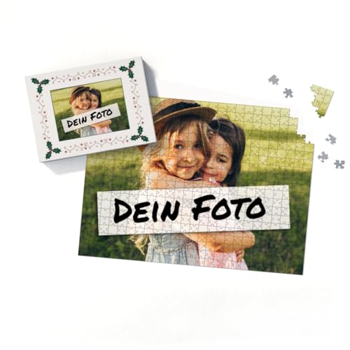 Fotopuzzle mit eigenem Bild - Fotopuzzle selbst gestalten 500 Teile - Schachtel Weihnachtsbordüre - 500 Teile Puzzle mit Foto - Geschenk Weihnachten Xmas2 500 Teile Quer von fotobar