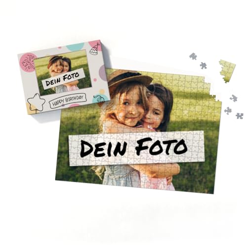 Fotopuzzle mit eigenem Bild - Puzzle selbst gestalten 500 Teile - Schachtel Happy Birthday - Puzzle mit Foto personalisiert - Geschenk Geburtstag Happy Birthday 500 Teile Quer von fotobar