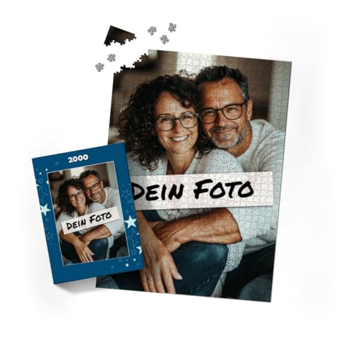 Fotopuzzle mit eigenem Foto - Fotopuzzle selbst gestalten 2000 Teile Hochformat - Schachtel Sterne - 2000 Teile Puzzle Hochformat mit Foto - Geschenk Weihnachten Sterne 2000 Teile Hoch von fotobar