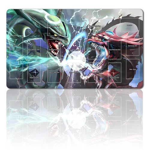 Brettspiel TCG Spielmatten + Wasserdicht Bag + with Card Zones,YGO Card Game Table Mat Größe 60X35CM Kompatibel Mit Trading Card Game Mat (YGO-26 with Zone) von four leaves