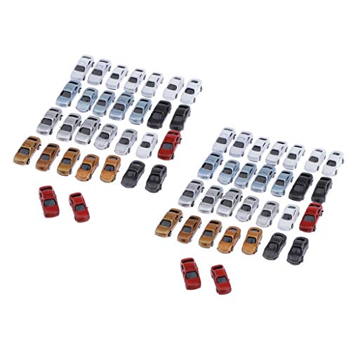 freneci 60Pcs 1/200 Z Spur Lackiertes Auto Miniatur Gebäude Landschaft Zubehör von Freneci